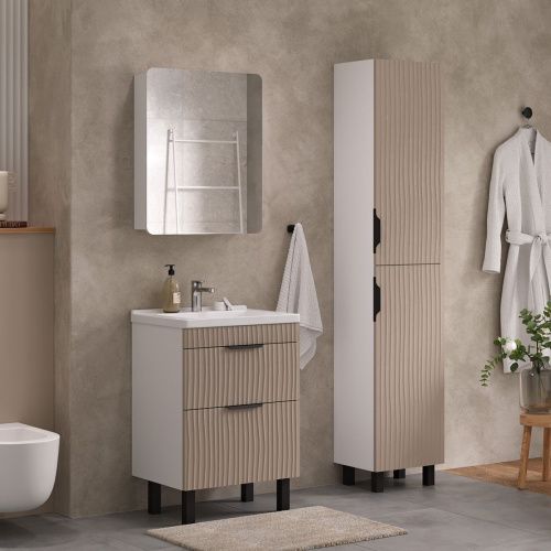 Тумба для ванны напольная VOLNA Lotty 60.2Y tnLOTTY60.2Y-13 Латте с раковиной Миранда 60