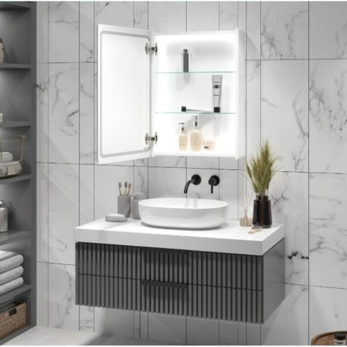 Зеркало-шкаф Race LED 500х700 МВК241 механический выключатель, универсальный