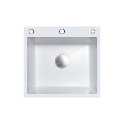 Мойка для кухни врезная Knois KN505003 белая из нержавеющей стали, 50*50 см с сифоном, коландером
