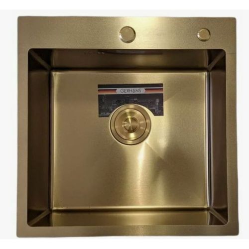 Мойка для кухни врезная GERHANS RK36050G золотая из нержавеющей стали, 60х50 см с сифоном