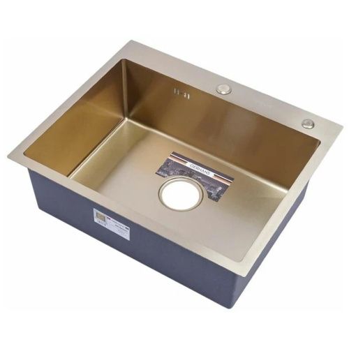 Мойка для кухни врезная GERHANS RK36050G золотая из нержавеющей стали, 60х50 см с сифоном