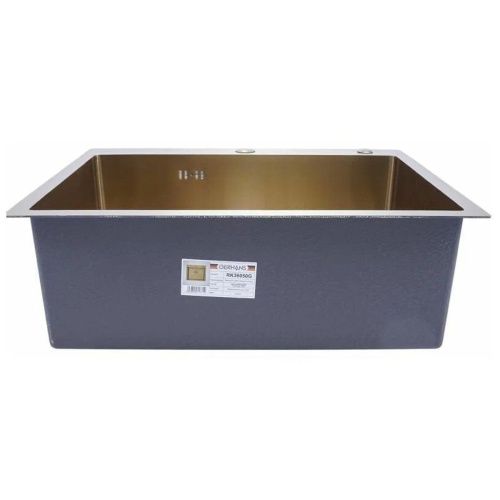 Мойка для кухни врезная GERHANS RK36050G золотая из нержавеющей стали, 60х50 см с сифоном