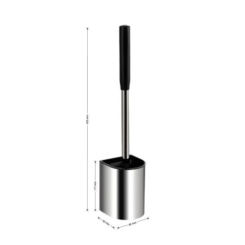Ёрш для унитаза GFmark 80171 настенный хром, из нержавеющей стали, с силиконовой щеткой, с универсальным креплением (самоклеящееся/дюбель)