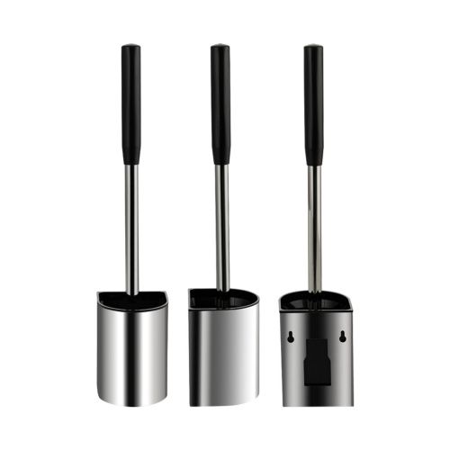 Ёрш для унитаза GFmark 80171 настенный хром, из нержавеющей стали, с силиконовой щеткой, с универсальным креплением (самоклеящееся/дюбель)