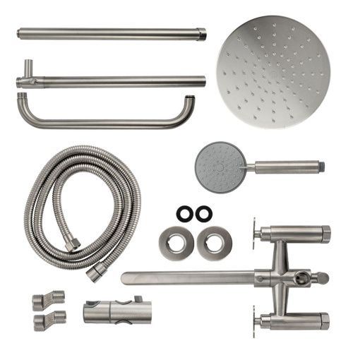 Душевая стойка со смесителем BRIMIX 9338 с длинным изливом из нержавеющей стали