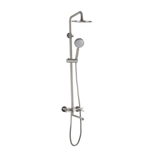 Душевая стойка со смесителем BRIMIX 9338 с длинным изливом из нержавеющей стали