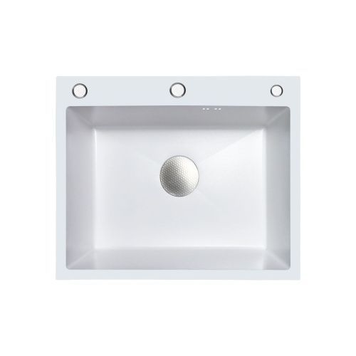 Мойка для кухни врезная Knois KN605003 белая из нержавеющей стали, 60*50 см с сифоном, каландером