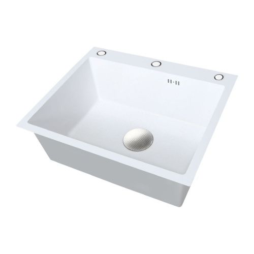 Мойка для кухни врезная Knois KN605003 белая из нержавеющей стали, 60*50 см с сифоном, каландером