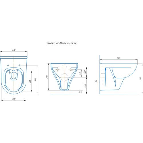 Комплект Инсталляция АНИ Пласт WC1010A без фитингов + Клавиша Ани Пласт WP1210, хром + Унитаз подвесной Stark (с микролифтом) Kirovit 30726