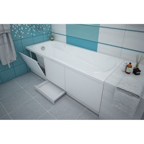 Экран под ванну с выдвижным ящиком 1690х540-580 мм МЕТАКАМ белый, ПВХ