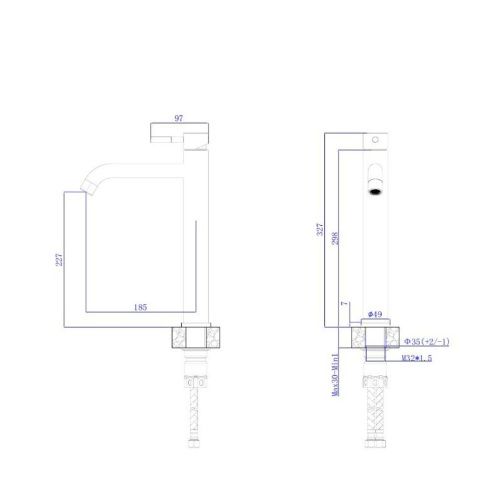 Смеситель для раковины высокий RUSH Melos SUS1101-12Grey, графит из нержавеющей стали