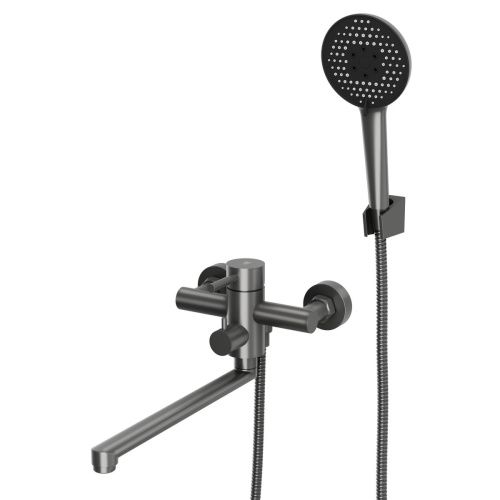 Смеситель для ванны RUSH Melos SUS1101-51Grey Графит, с длинным изливом, из нержавеющей стали