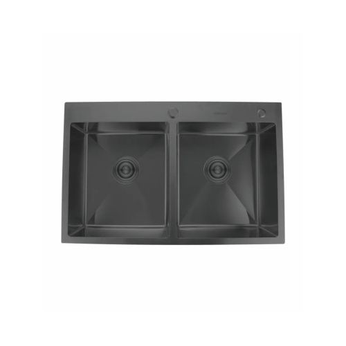 Мойка для кухни врезная GERHANS RK37850B-S графит из нержавеющей стали, 78х50 см 2 чаши с сифоном