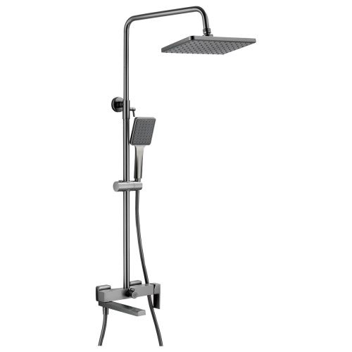 Душевая система с изливом BELZ B24613-3 верхний душ, лейка, оружейная сталь