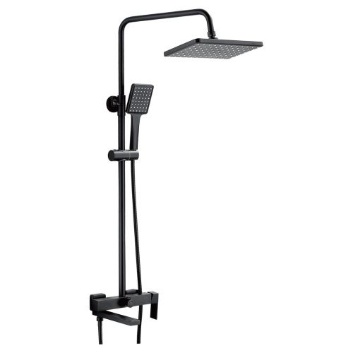 Душевая система с изливом BELZ B24613-7 верхний душ, лейка, черный