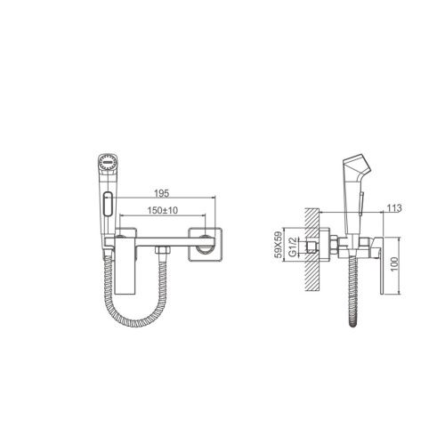 Смеситель с гигиеническим душем BELZ B55653 хром