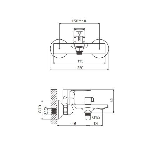 Смеситель для ванны BELZ B60678 хром