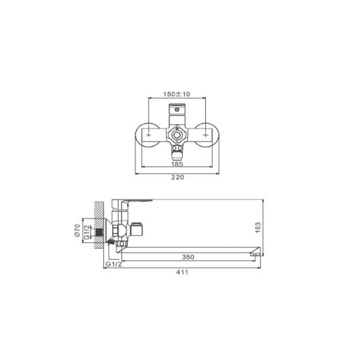 Смеситель для ванны BELZ B22678 хром