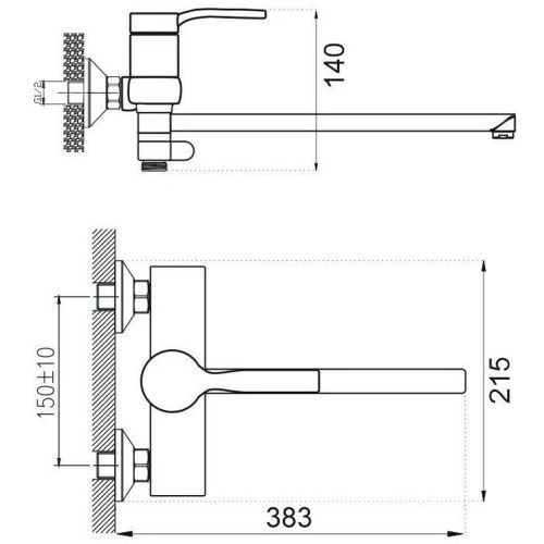 Смеситель для ванны BELZ B22612 хром