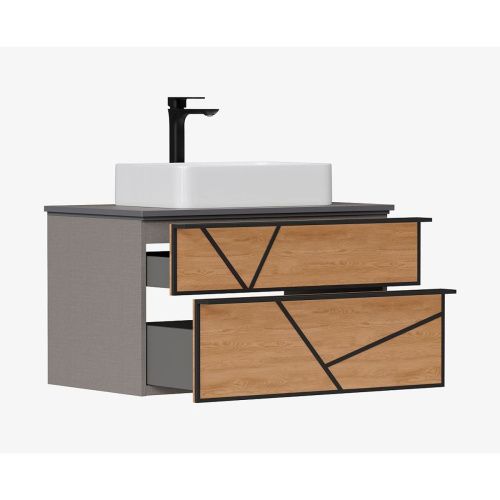 Тумба подвесная EQUIL Ferro 80.2Y tpFERRO80.2Y-11 с раковиной EQUIL керамическая модель 78531