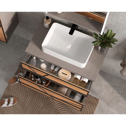 Тумба подвесная EQUIL Ferro 80.2Y tpFERRO80.2Y-11 с раковиной EQUIL керамическая модель 78531