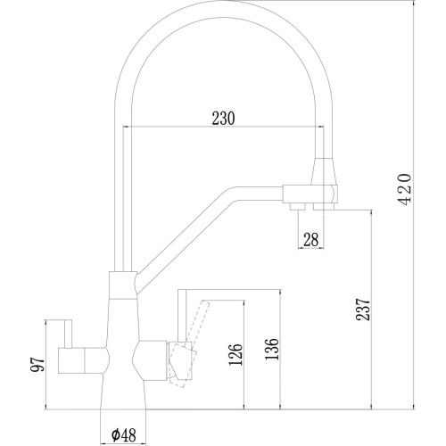 Смеситель для кухонной мойки Fmark FS0662-L04 под фильтр питьевой воды с гибким серым изливом