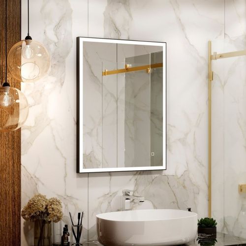 Зеркало Solid Black LED 600x800 ЗЛП1285 с сенсором, подогревом реверсивное крепление (800х600)