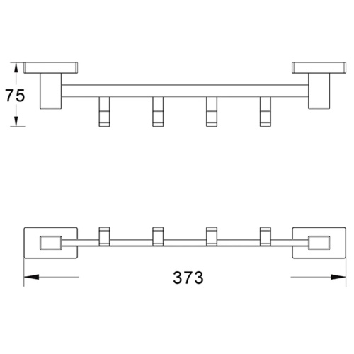 Планка для ванной комнаты Shevanik SG5641 с 4-мя крючками, хром