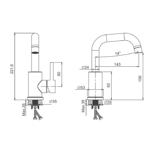 Смеситель для раковины BELZ B10810-5 золото, Серия B810, , BELZ