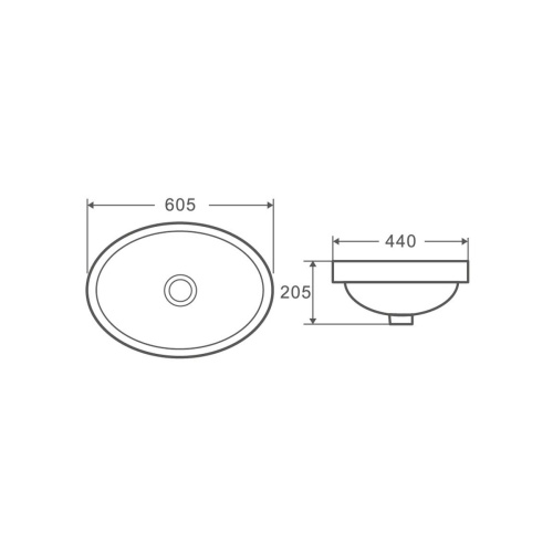 Раковина под столешницу D&K Venice DT1021716, белый 605*440*205 мм, Накладные раковины, , D&K