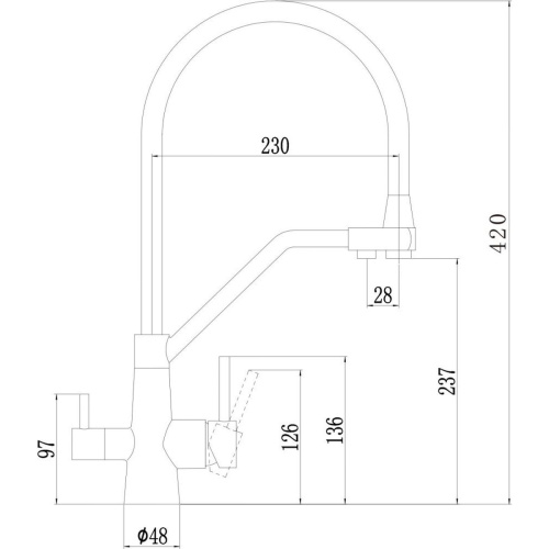 Смеситель для кухонной мойки Fmark FS0662-Q12 под фильтр питьевой воды, графит, с гибким изливом бежевым, Смесители под фильтр питьевой воды, , Fmark