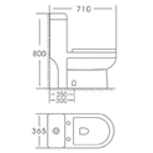Унитаз моноблок напольный Knois KN6171000 горизонтальный выпуск, душевой тип смыва, микролифт, 71х36,5х80 см, Knois, , Knois