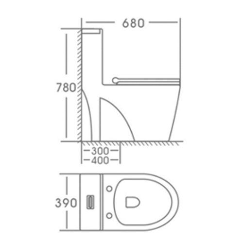 Унитаз моноблок напольный Knois KN6224000 горизонтальный выпуск, душевой тип смыва, микролифт, 68х39х78 см, Knois, , Knois