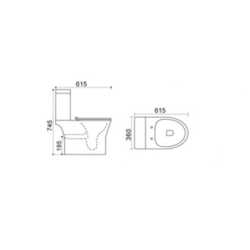 Унитаз  напольный Knois KN2224000 горизонтальный выпуск, душевой тип смыва, микролифт, 61,5х36х74,5 см, Knois, , Knois