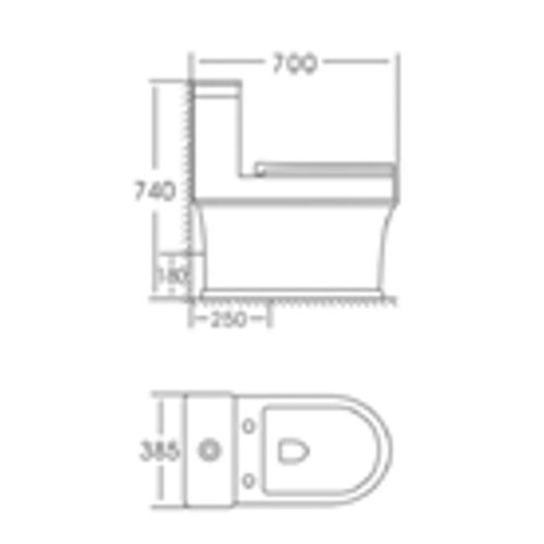 Унитаз моноблок напольный Knois KN6279000 косой выпуск, душевой тип смыва, микролифт, 70х38,5х74 см, Knois, , Knois