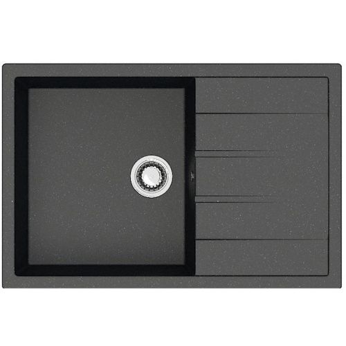 Мойка для кухни врезная Агата 161/Q4 черная из литьевого мрамора, 75*50.5 см без сифона