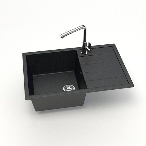 Мойка для кухни врезная Агата 161/Q4 черная из литьевого мрамора, 75*50.5 см без сифона