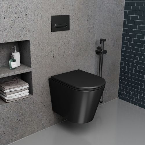 Унитаз подвесной безободковый D&K Venice DT1026025, 515*355*365 мм, сиденье микролифт, черный, D&K, , D&K