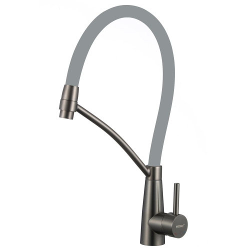 Смеситель для кухни Fmark FS8255Q-04 с гибким изливом, графит, серый