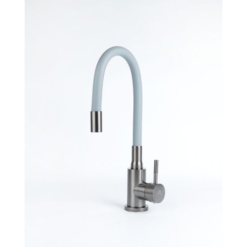 Смеситель для кухни Wasser Zimmer ZM-7728-2Q-761 графит с гибким черным изливом, SUS304, Смесители Wasser Zimmer, , Wasser Zimmer
