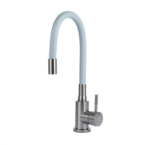 Смеситель для кухни Wasser Zimmer ZM-7728-2Q-761 графит с гибким черным изливом, SUS304, Смесители Wasser Zimmer, , Wasser Zimmer