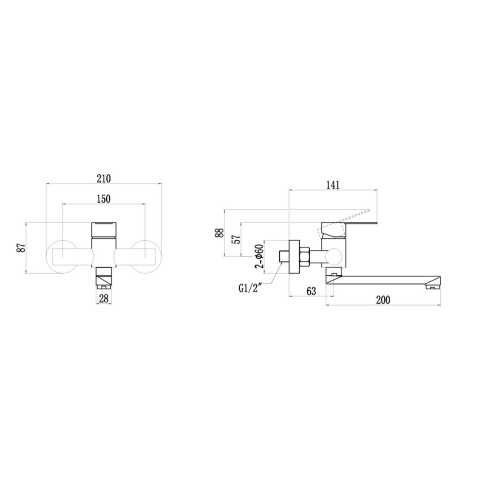 Смеситель для кухни настенный Fmark FS8207H черный