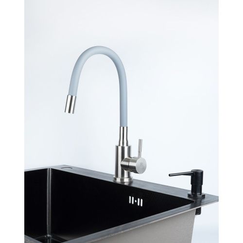 Смеситель для кухни Wasser Zimmer ZM-7728-2A-761 хром с гибким серым изливом, SUS304, Смесители Wasser Zimmer, , Wasser Zimmer