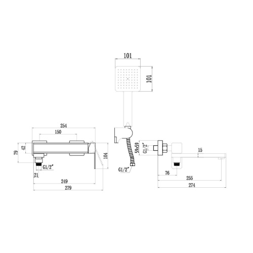 Смеситель для ванны Fmark FS8724-22C золотой