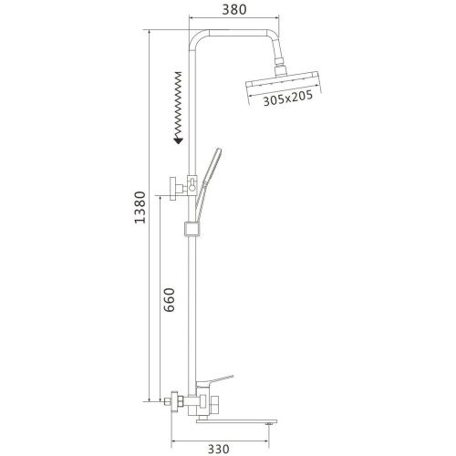 Душевая система Shevanik S6136G верхний душ, лейка,, золотой сатин, Коллекция S61, , Shevanik