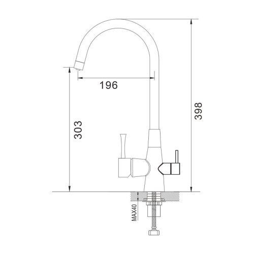 Смеситель для кухни Shevanik S428G с подключением фильтра питьевой воды, SUS304, золотой сатин , Смесители с подключением к фильтру питьевой воды, , Shevanik