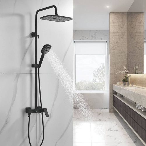 Душевая система Shevanik S4436H верхний душ, лейка, черная, Коллекция S44, , Shevanik