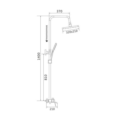 Душевая система Shevanik S4436H верхний душ, лейка, черная, Коллекция S44, , Shevanik