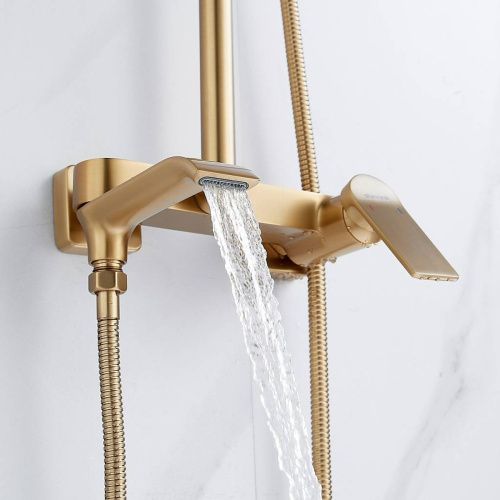 Душевая система Shevanik S4136G  верхний душ, лейка, золотой сатин, Коллекция S41, , Shevanik