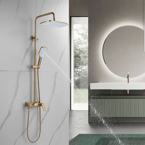 Душевая система Shevanik S4136G  верхний душ, лейка, золотой сатин, Коллекция S41, , Shevanik